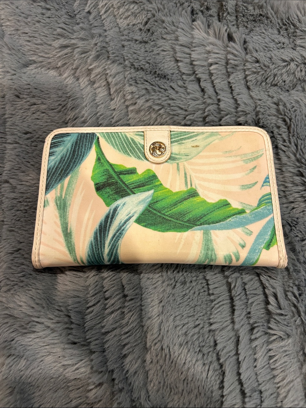 Spartina Daufuskie Island Tropical Leaf Print Wallet in Green and Cream